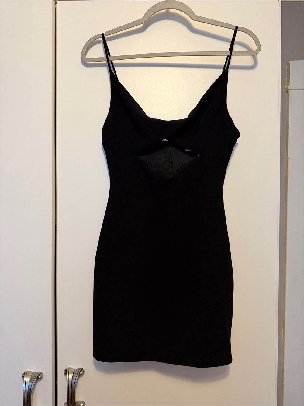 Bec & Bridge Black Spaghetti Strap Cutout Mini Dress